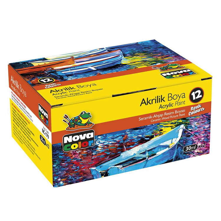 NOVA COLOR NC-179 AKRİLİK BOYA 12 Lİ ŞİŞE TAKIM